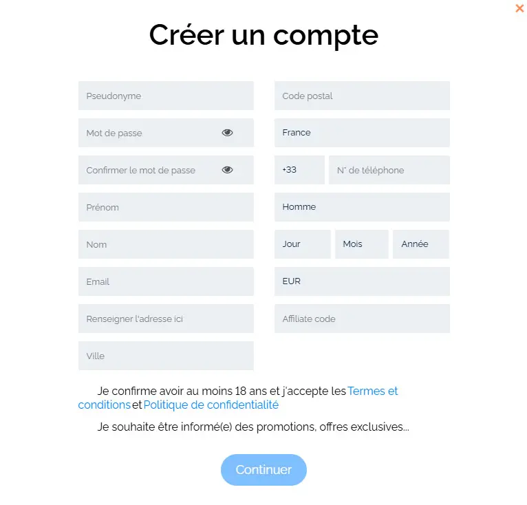 Processus d'inscription Canada777 Casino